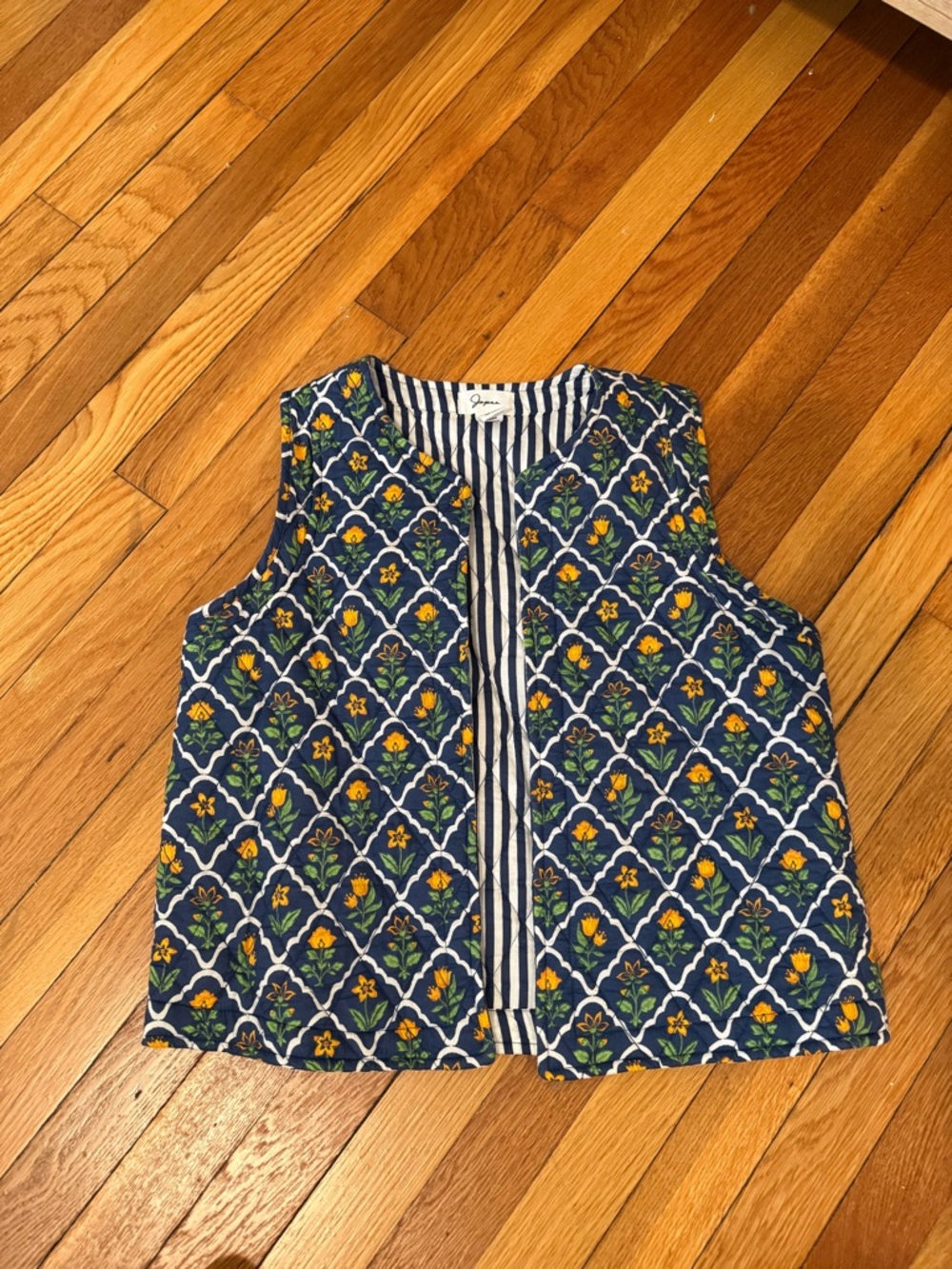Quilted Floral Navy Vest
